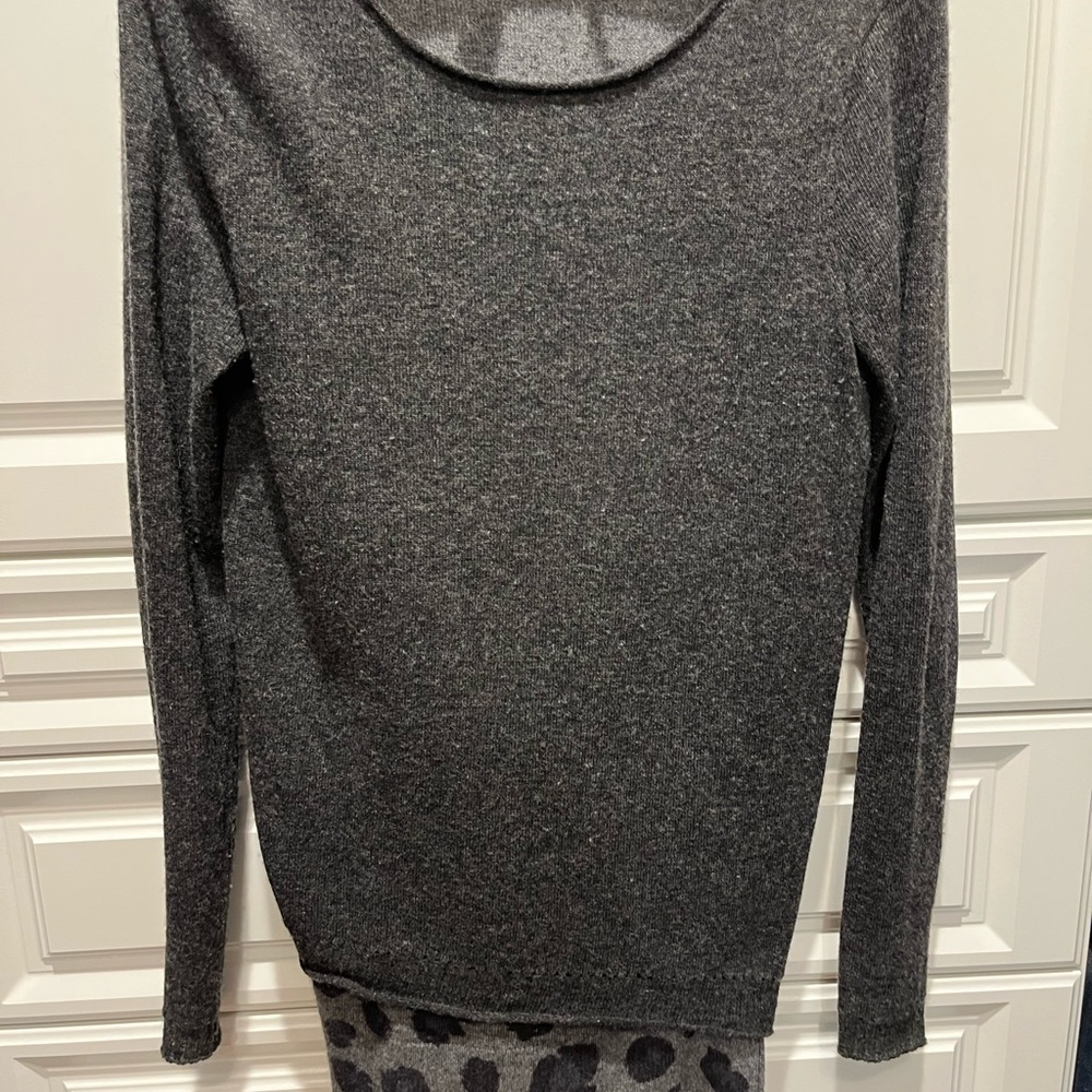 Lightly worn Rebecca Taylor grey and leopard sweater tunic - XS